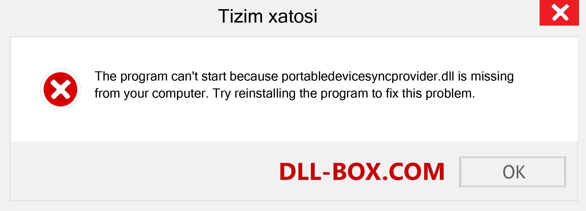 portabledevicesyncprovider.dll fayli yo'qolganmi?. Windows 7, 8, 10 uchun yuklab olish - Windowsda portabledevicesyncprovider dll etishmayotgan xatoni tuzating, rasmlar, rasmlar